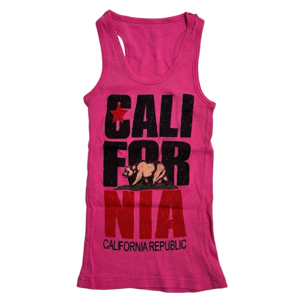 California republic graphic pink tank top